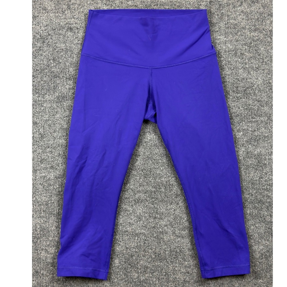 Lululemon Blue Cropped Yoga Leggings Mid Rise Athletic Pants Womens Size 8 EUC